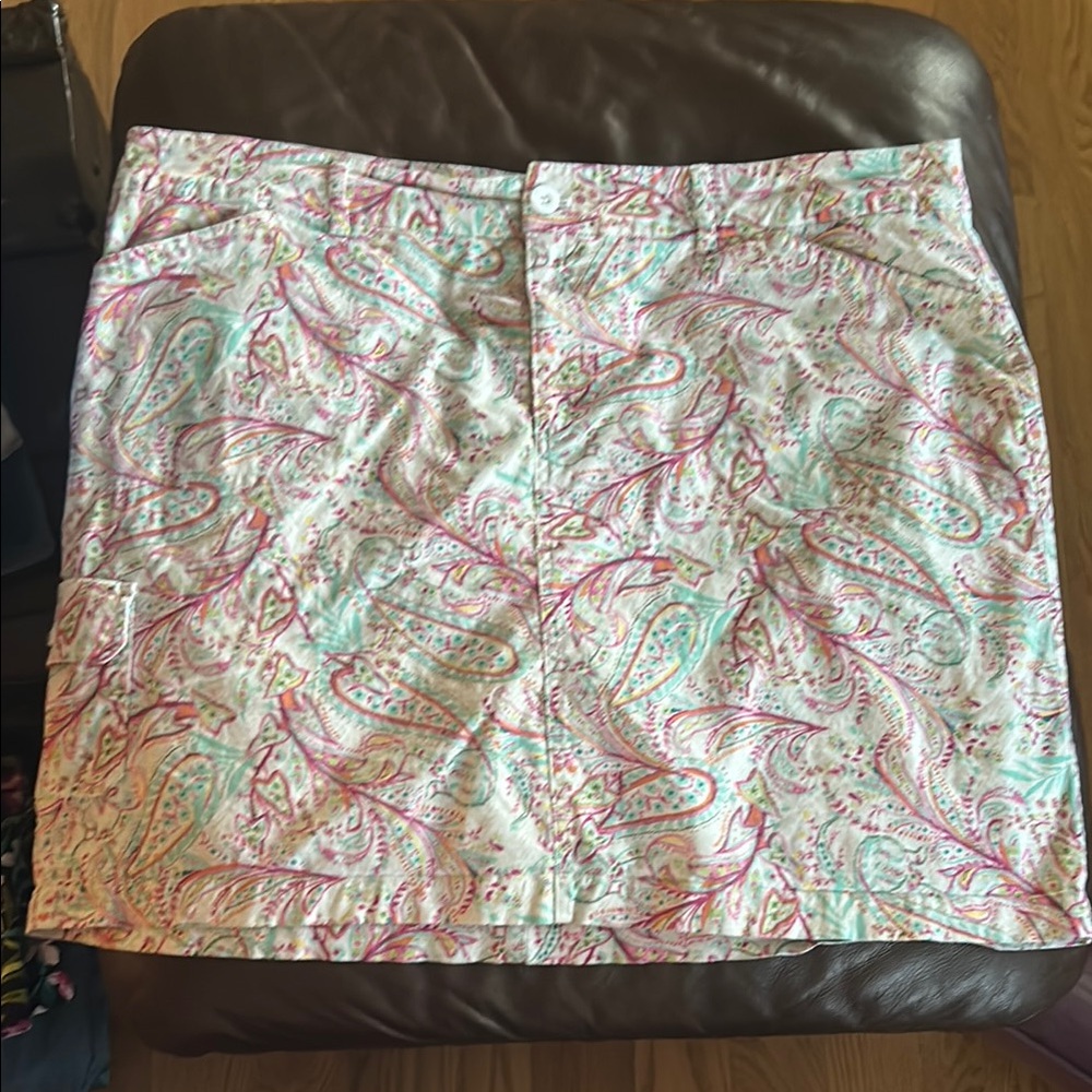 CJ Banks Pink and Green Paisley Pencil Skirt